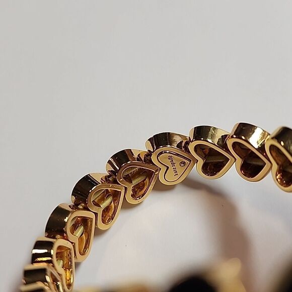 Kate Spade Heritage Enamel Heart Stretch Gold and Black Studded Bracelet - Picture 3 of 3